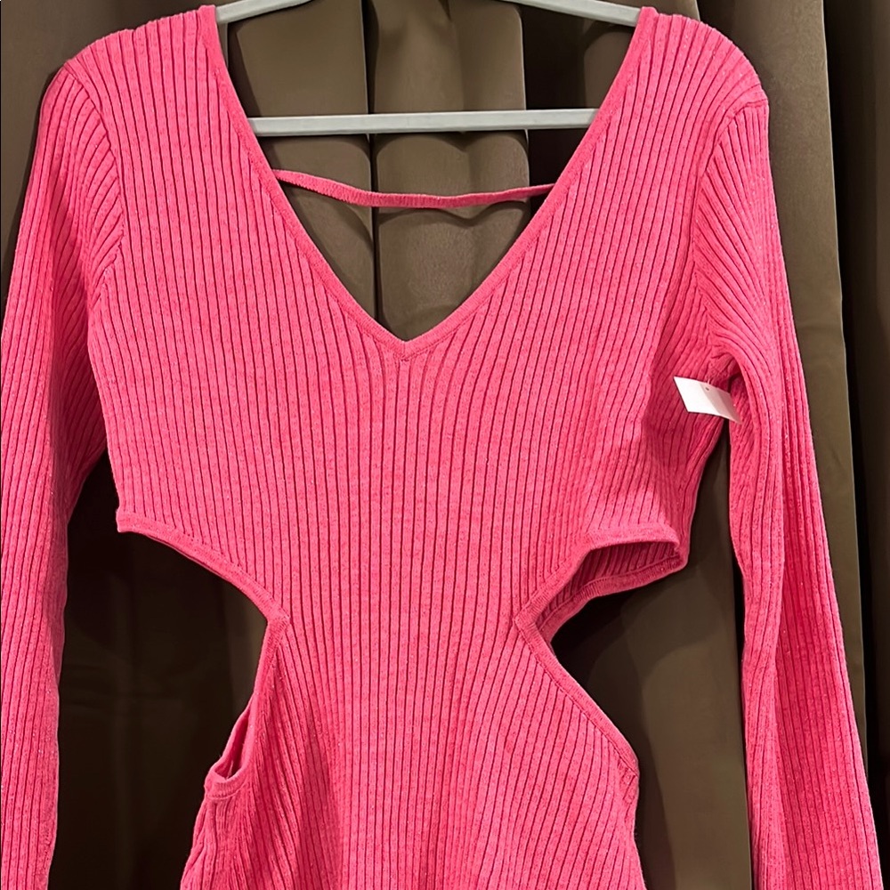 OPEN EDIT Elegant Pink Cut-Out Dress- XL